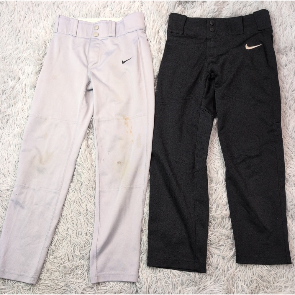 Nike Boys Youth Baseball Pants Black Gray S Pockets Athletic Lot Of 2
